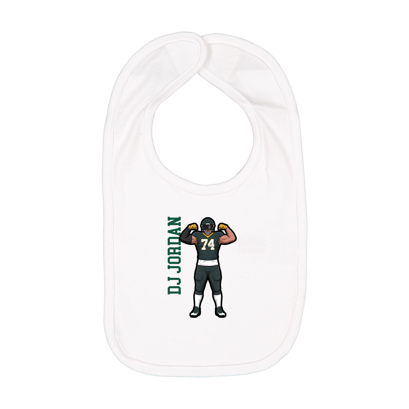 Infant Bib — Name Vertical in White