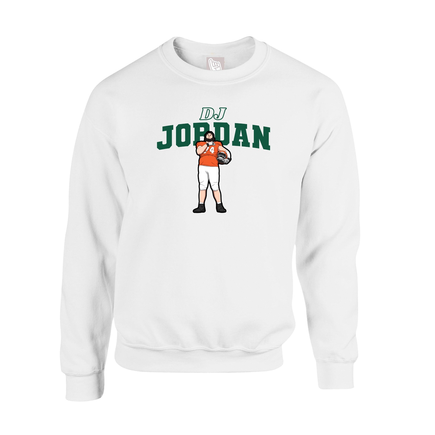Fleece Crew — Name Arch in White