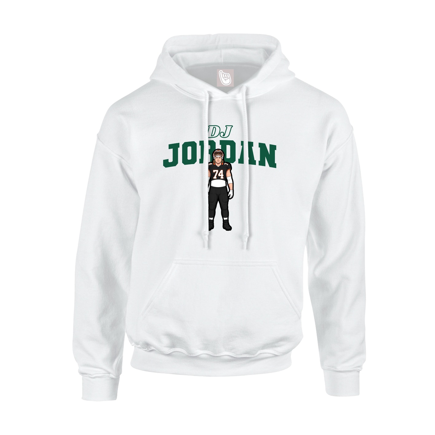 Youth Hoodie — Name Arch in White