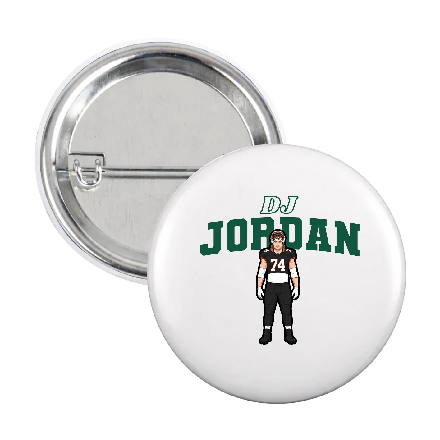Game Day Button — Name Arch in White