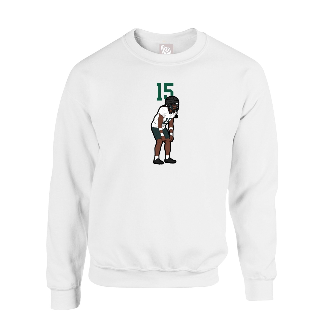 Fleece Crew — Number Top in White