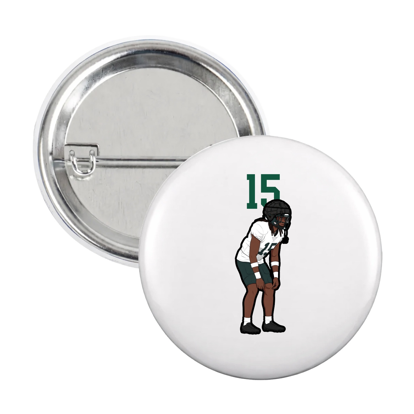 Game Day Button — Number Top in White