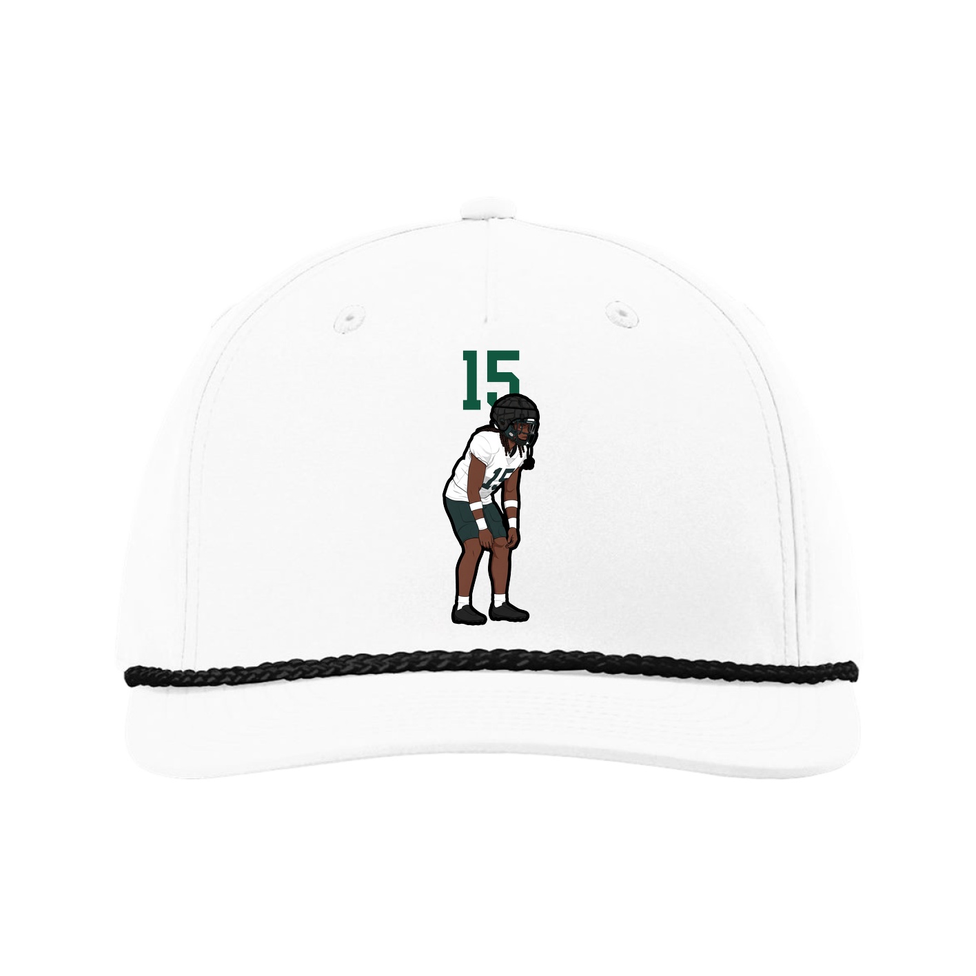 Five-Panel Classic Rope Cap — Number Top in White