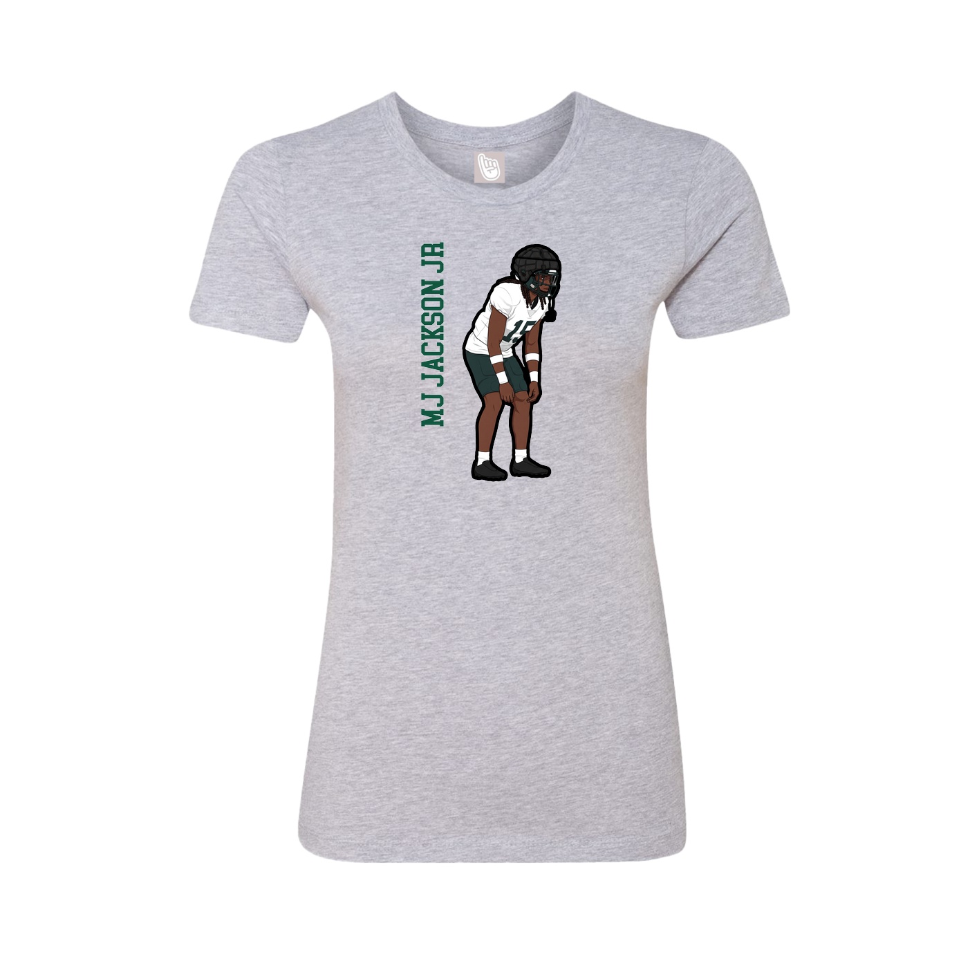 Fitted Women's Tee — Name Vertical in Grey