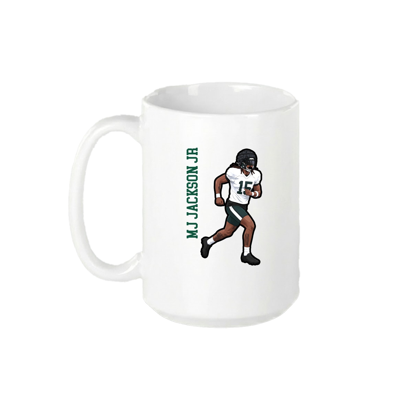 15oz Coffee Mug — Name Vertical in White