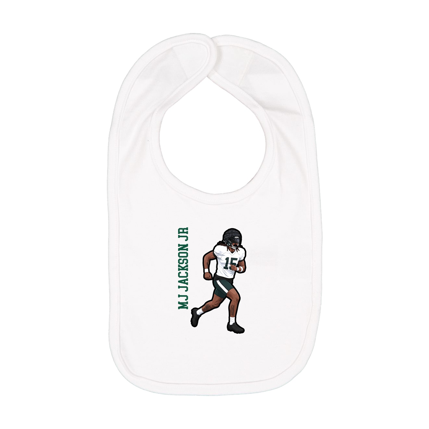 Infant Bib — Name Vertical in White