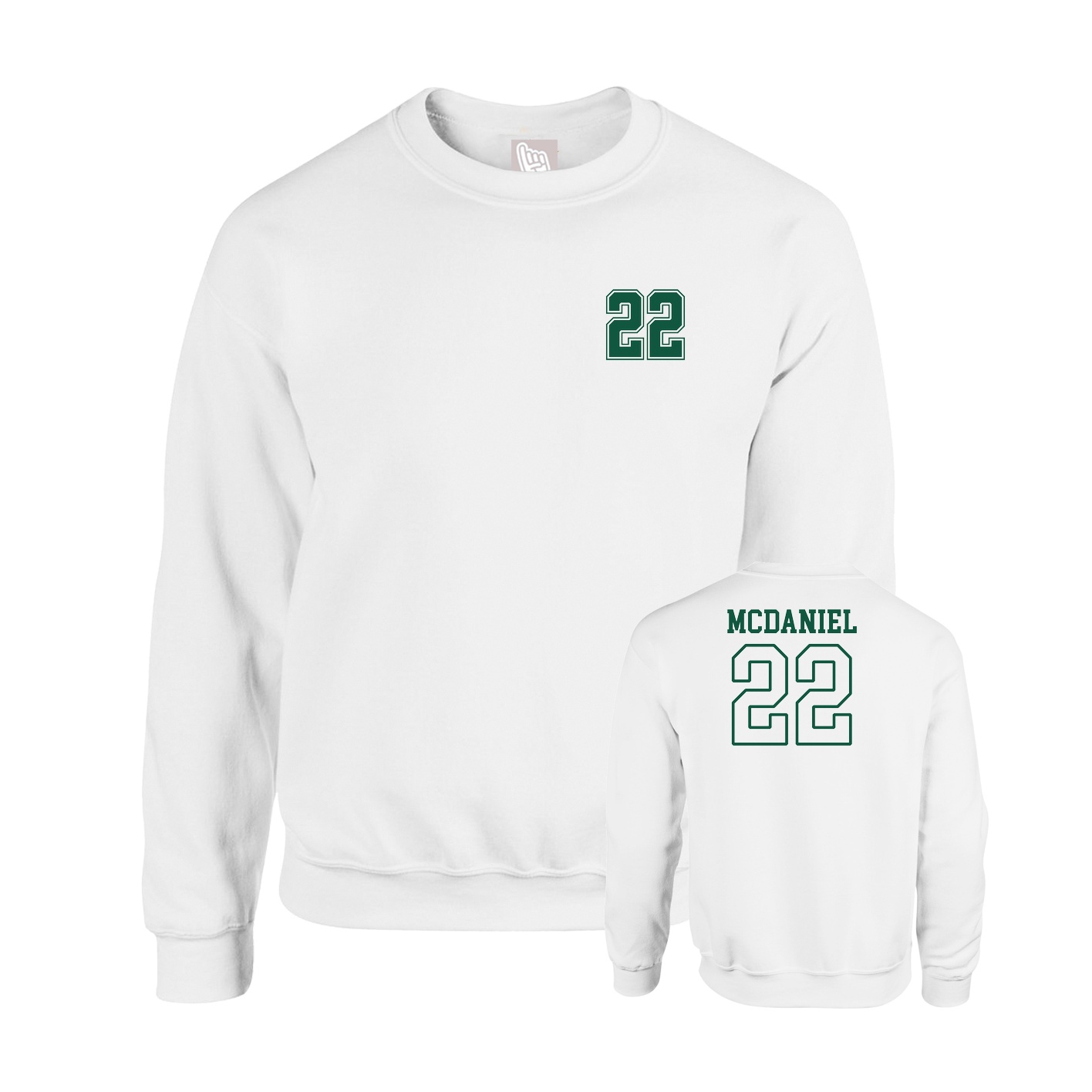 Fleece Crew — Chest Back in White