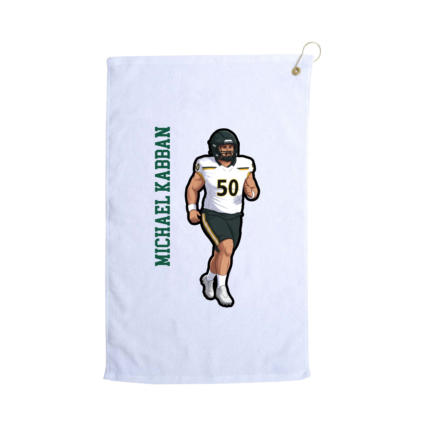 Golf Towel — Name Vertical in White