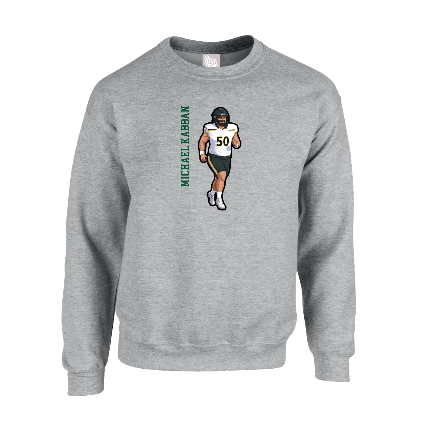 Fleece Crew — Name Vertical in Grey