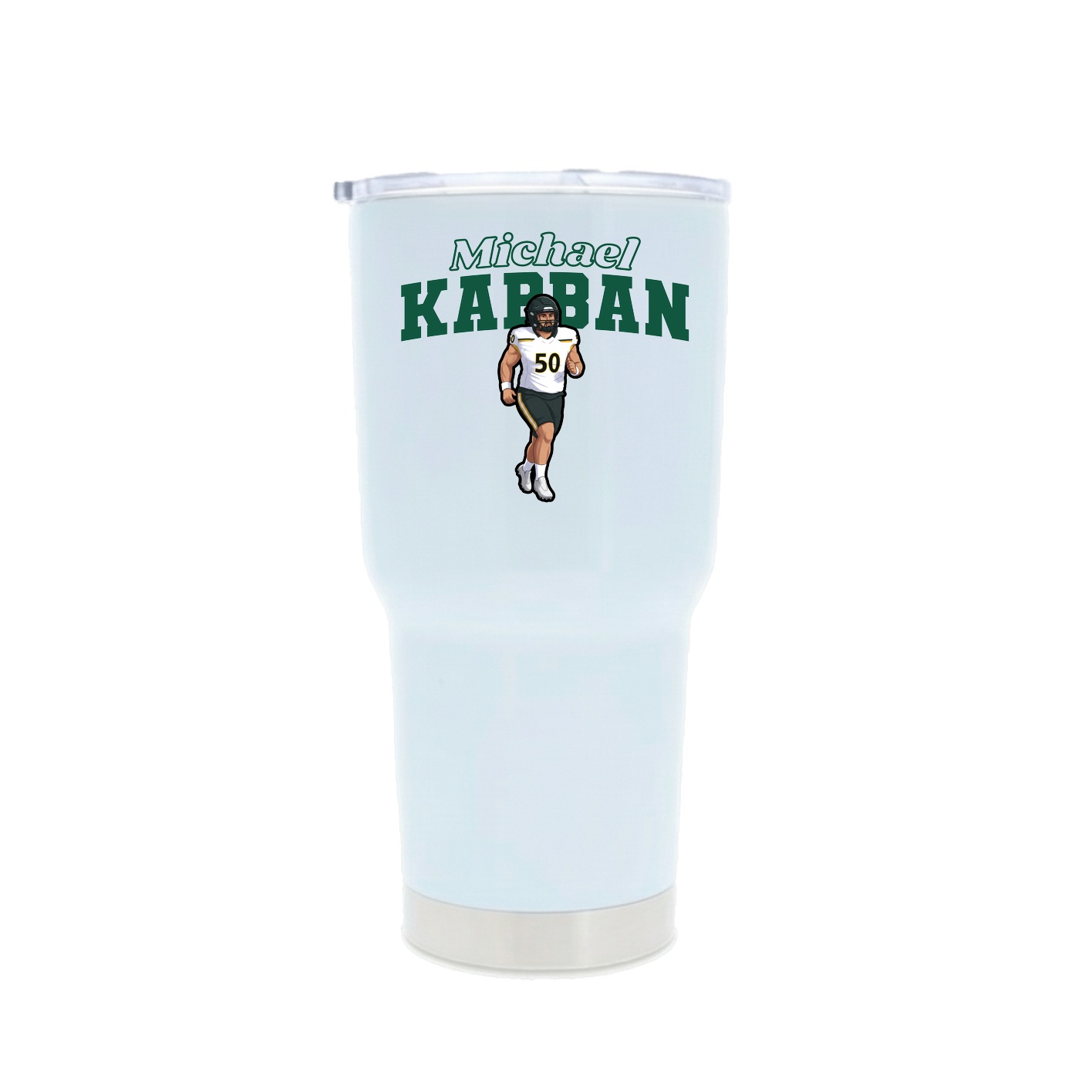 30oz Stainless Steel Tumbler — Name Arch in White