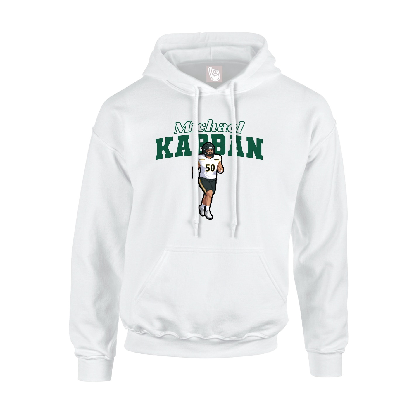 Youth Hoodie — Name Arch in White