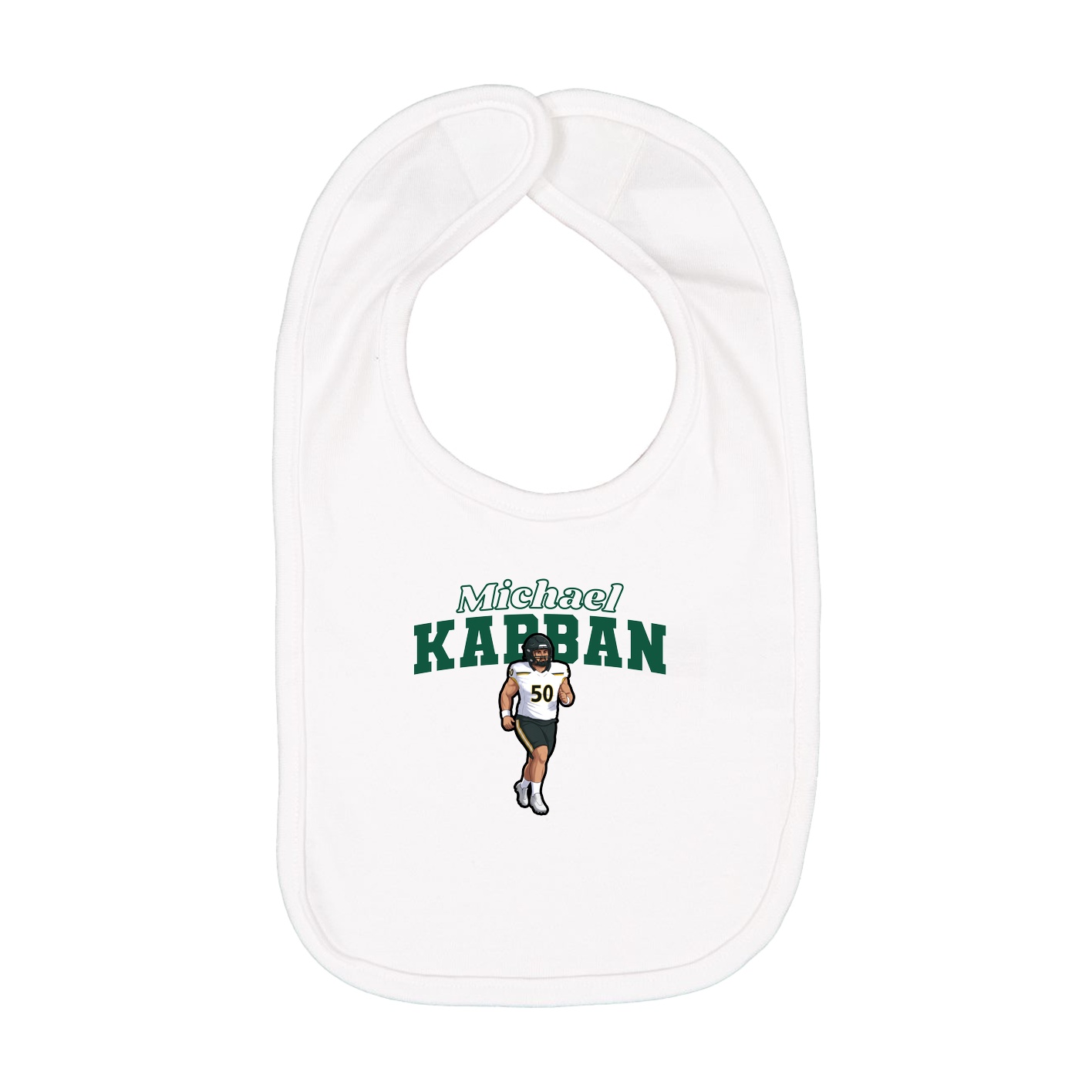 Infant Bib — Name Arch in White