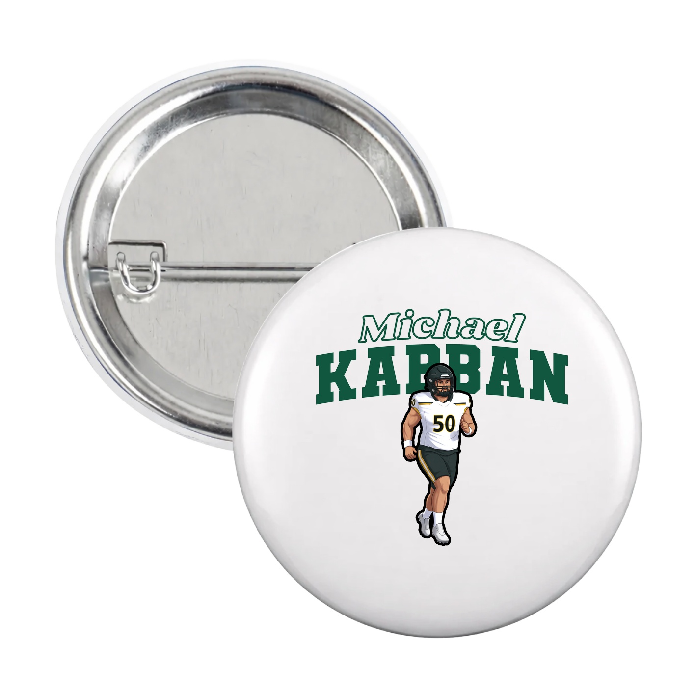 Game Day Button — Name Arch in White