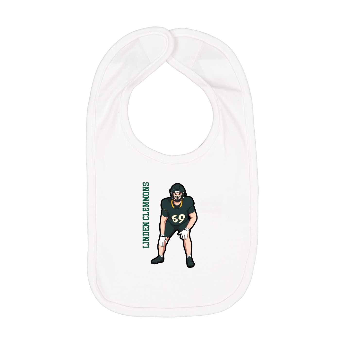 Infant Bib — Name Vertical in White