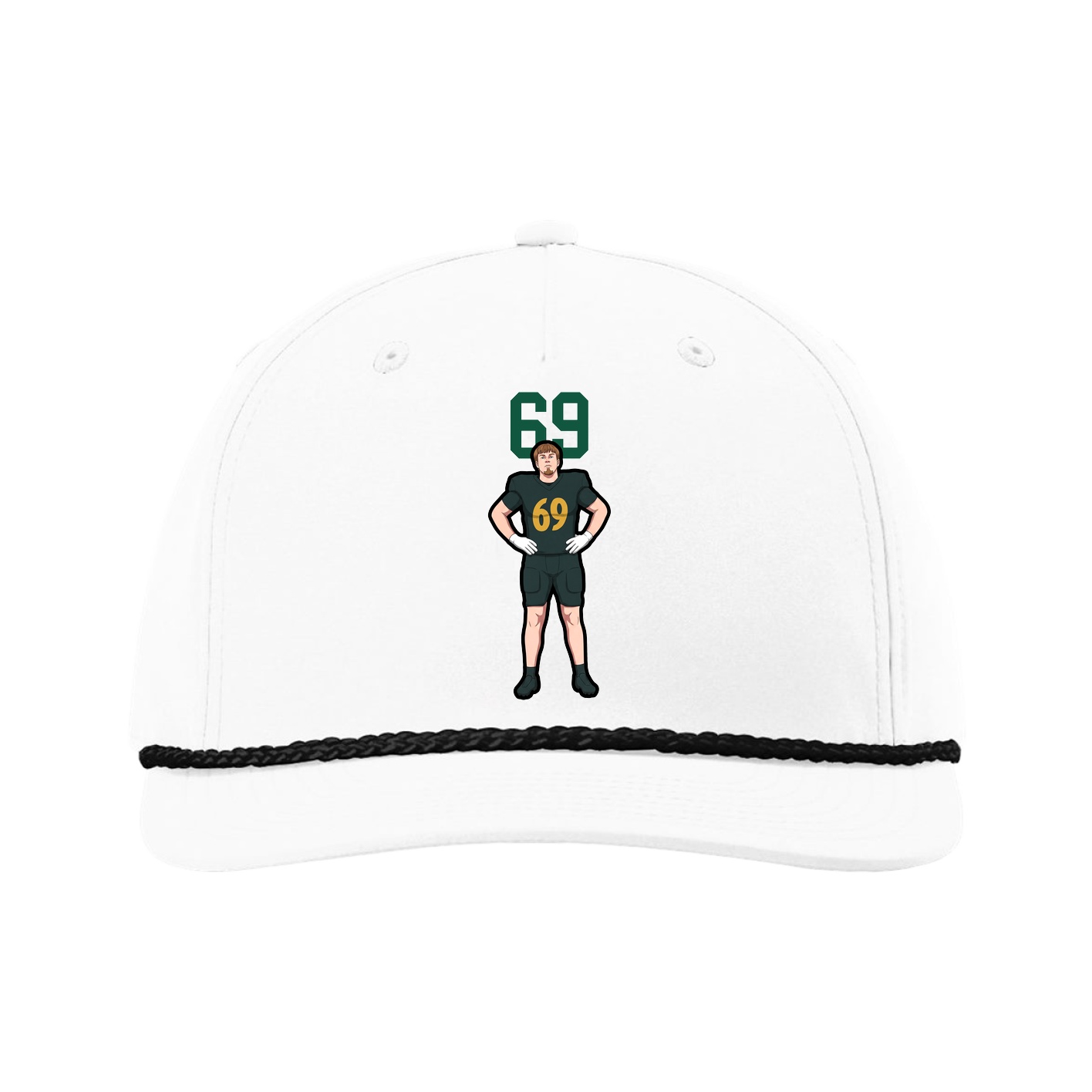 Five-Panel Classic Rope Cap — Number Top in White