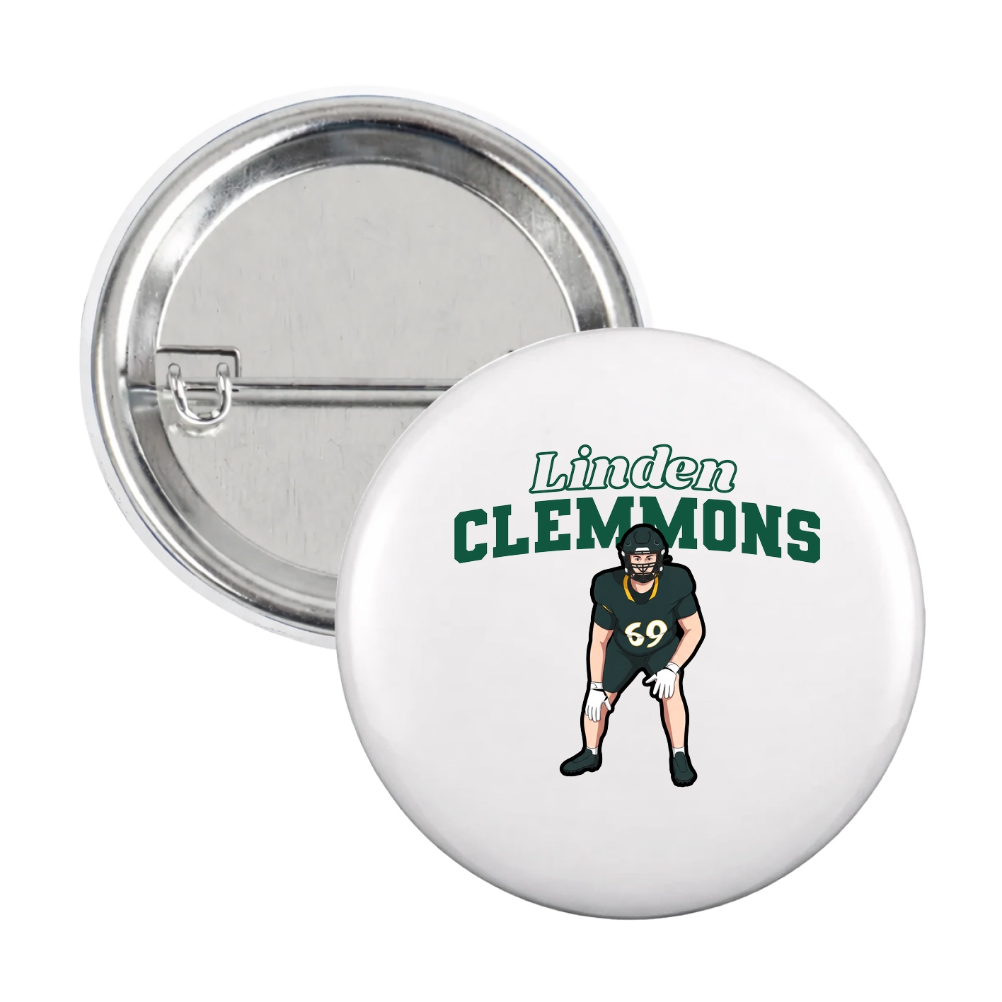 Game Day Button — Name Arch in White