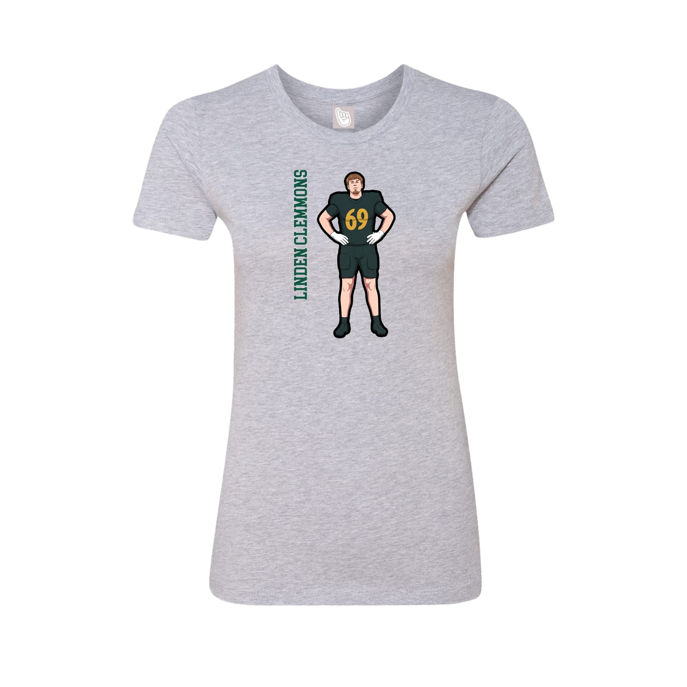 Fitted Women's Tee — Name Vertical in Grey