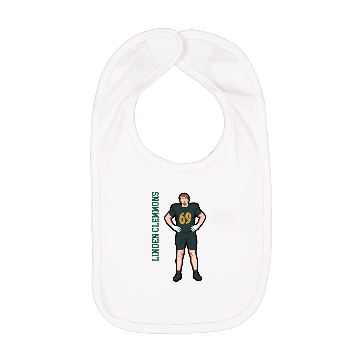 Infant Bib — Name Vertical in White