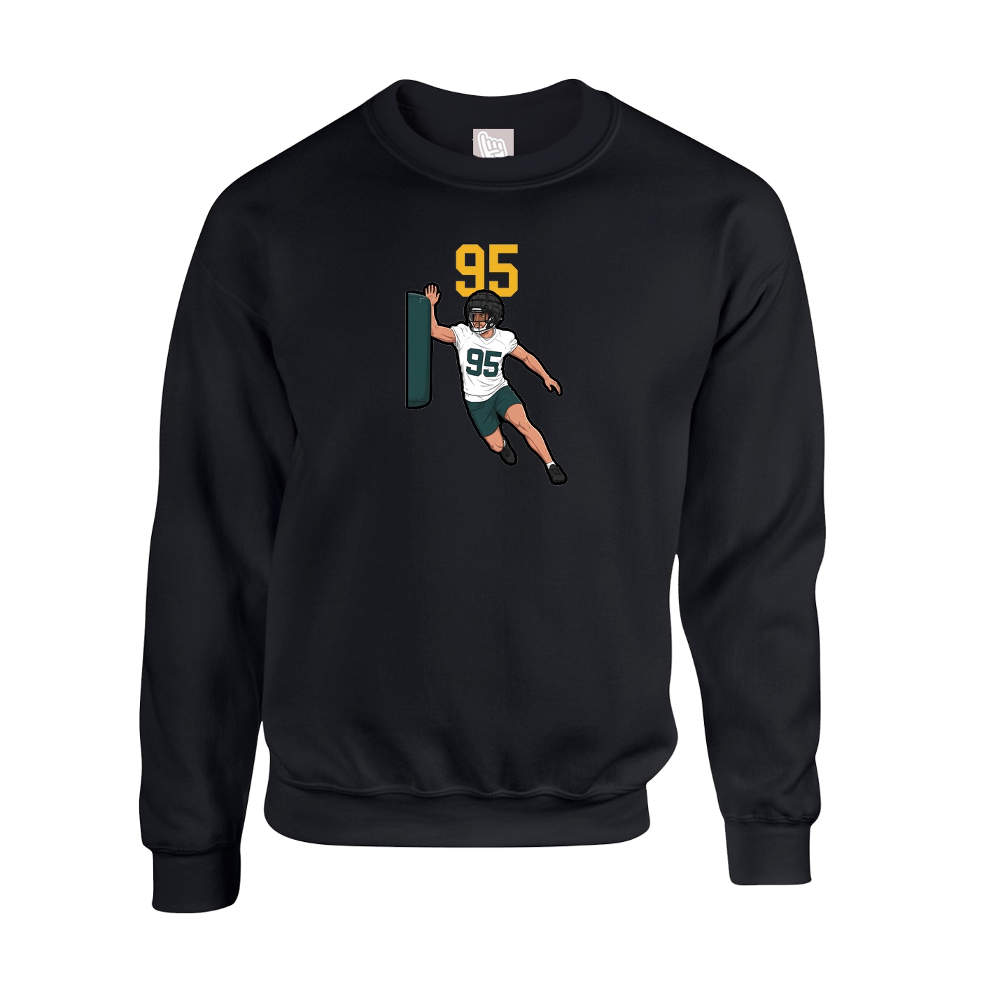 Fleece Crew — Number Top in Black