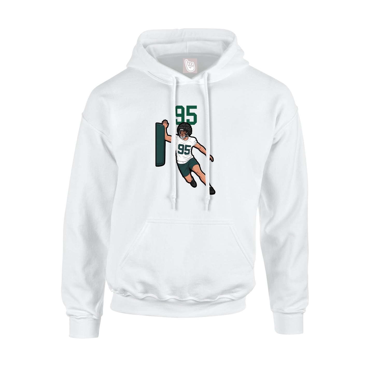 Youth Hoodie — Number Top in White