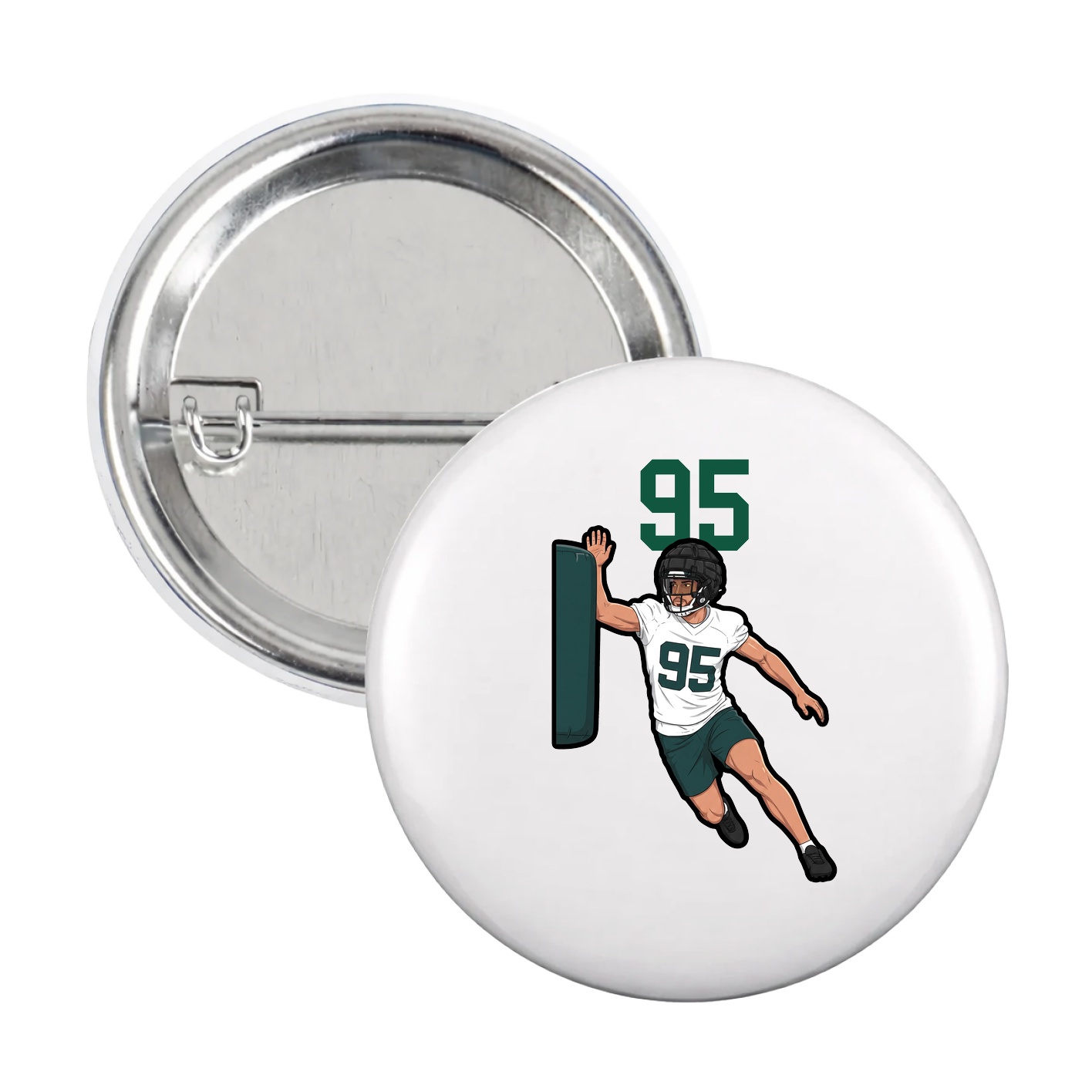 Game Day Button — Number Top in White