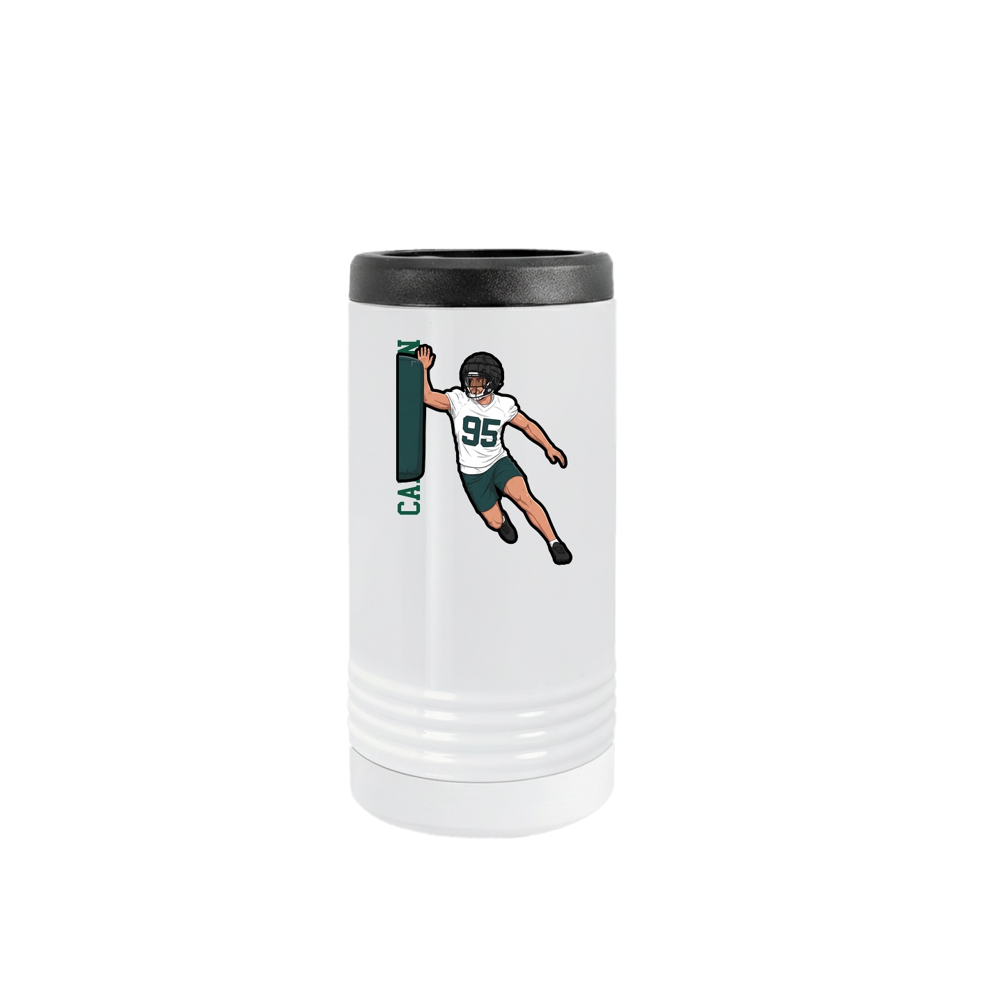 Slim Beverage Holder — Name Vertical in White