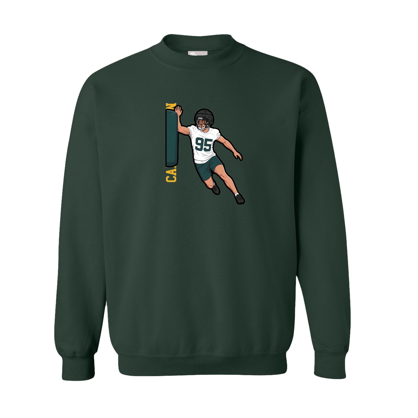 Fleece Crew — Name Vertical in Green