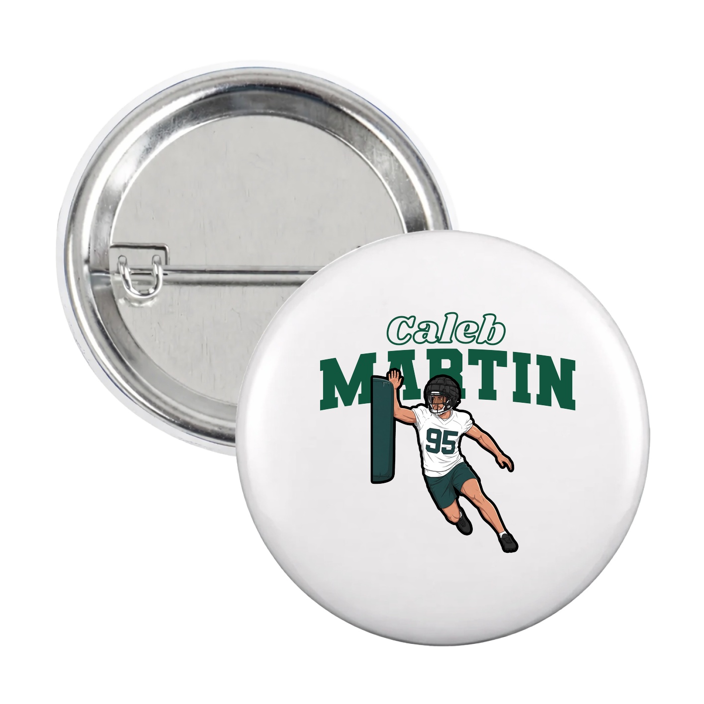 Game Day Button — Name Arch in White