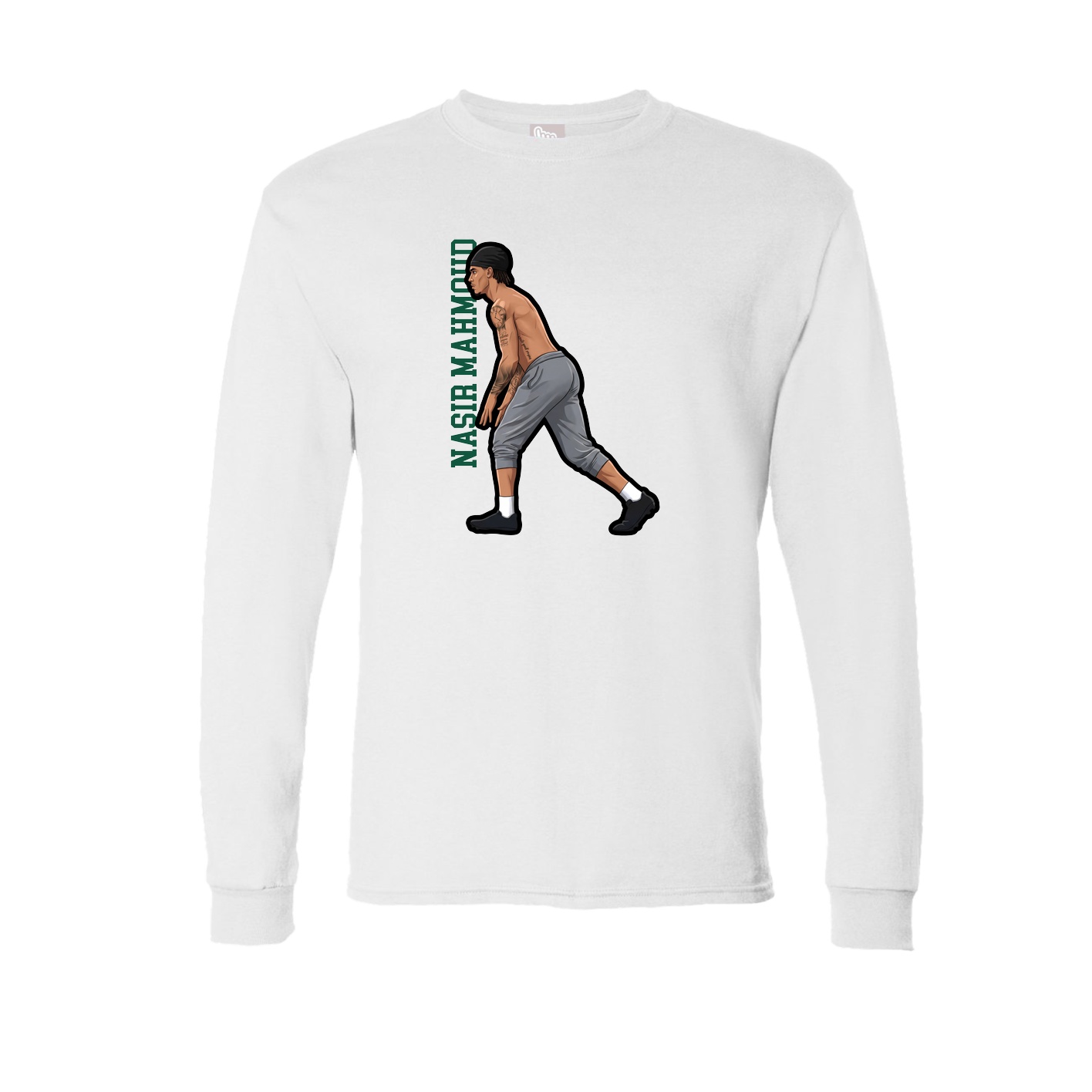 Long Sleeve Tee — Name Vertical in White