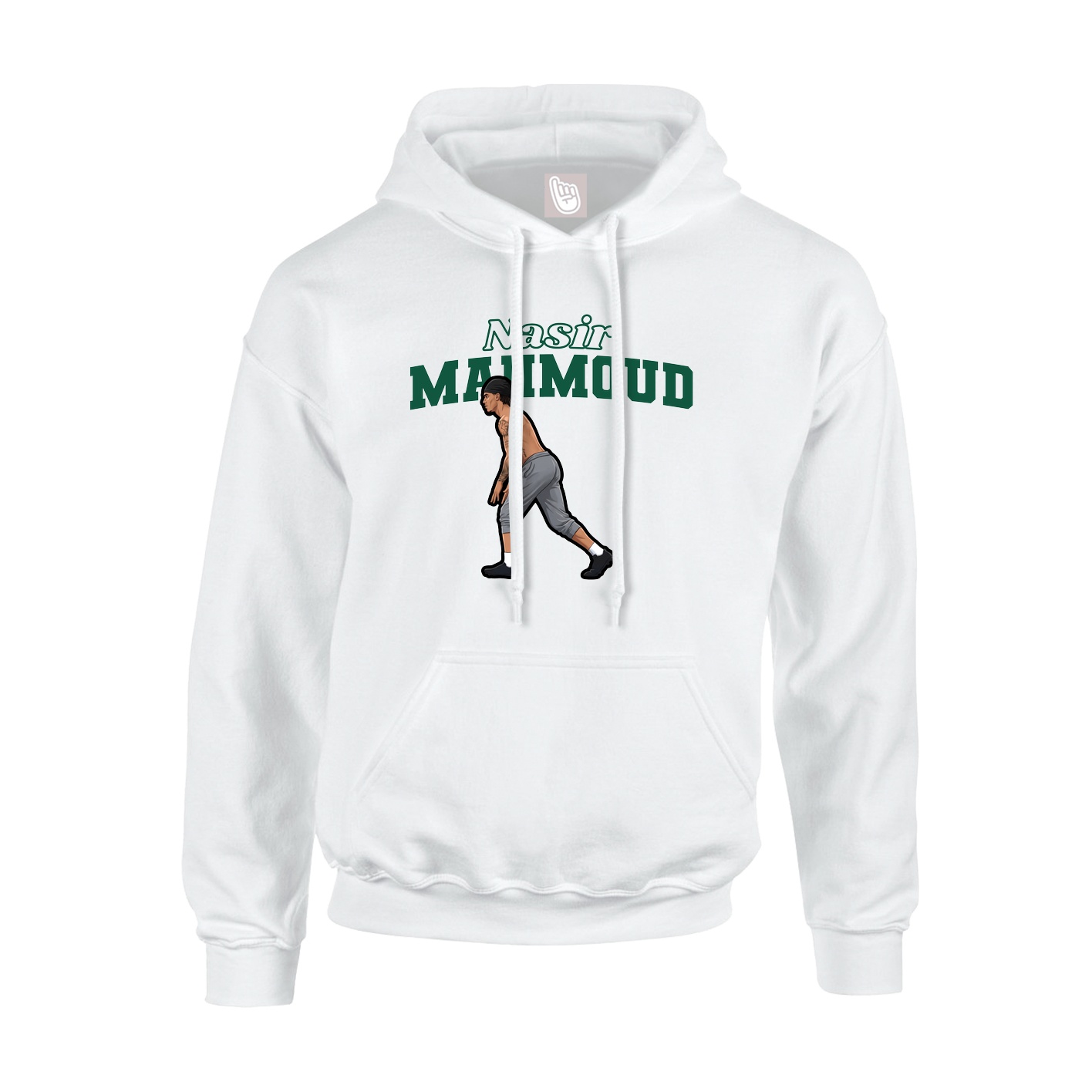 Youth Hoodie — Name Arch in White
