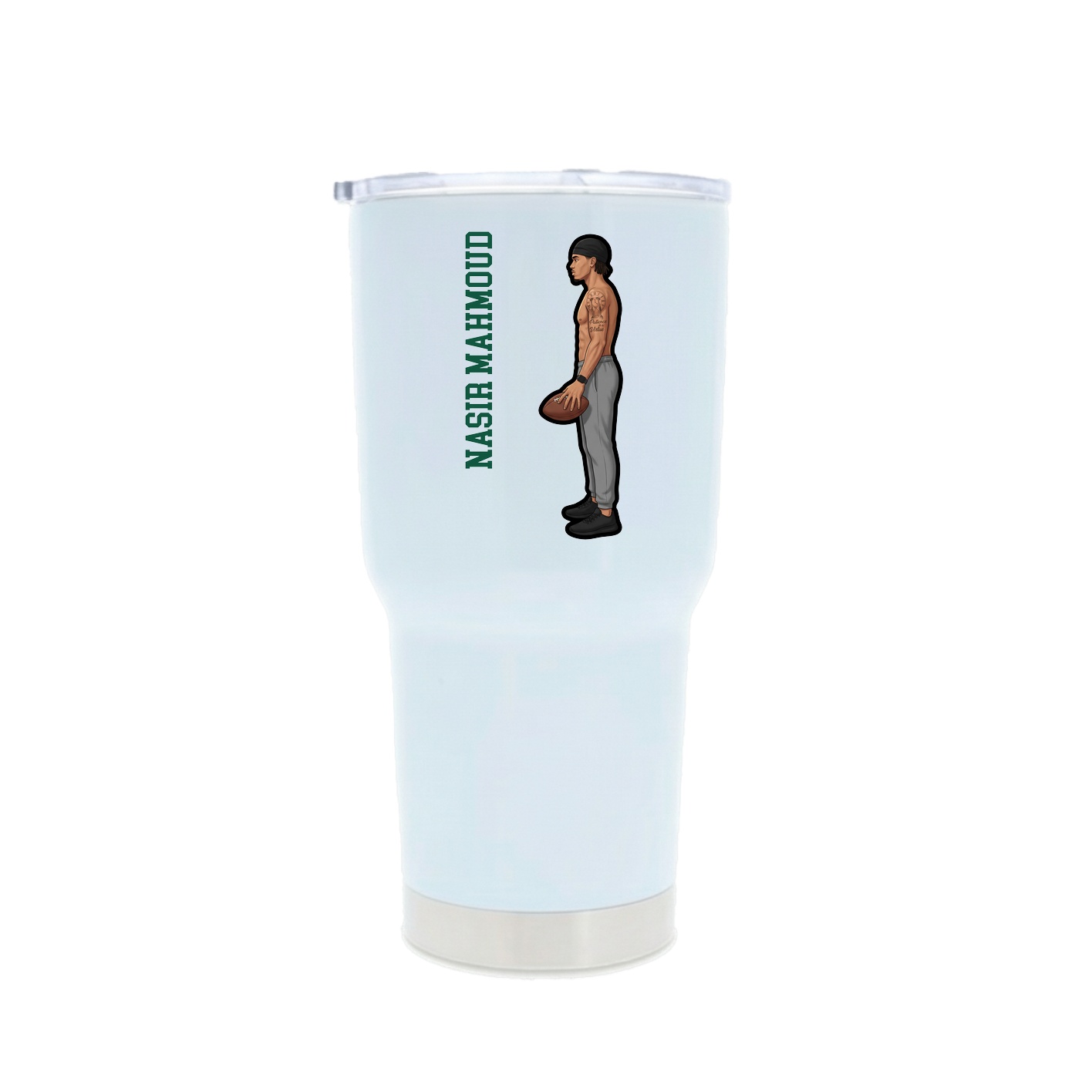 30oz Stainless Steel Tumbler — Name Vertical in White