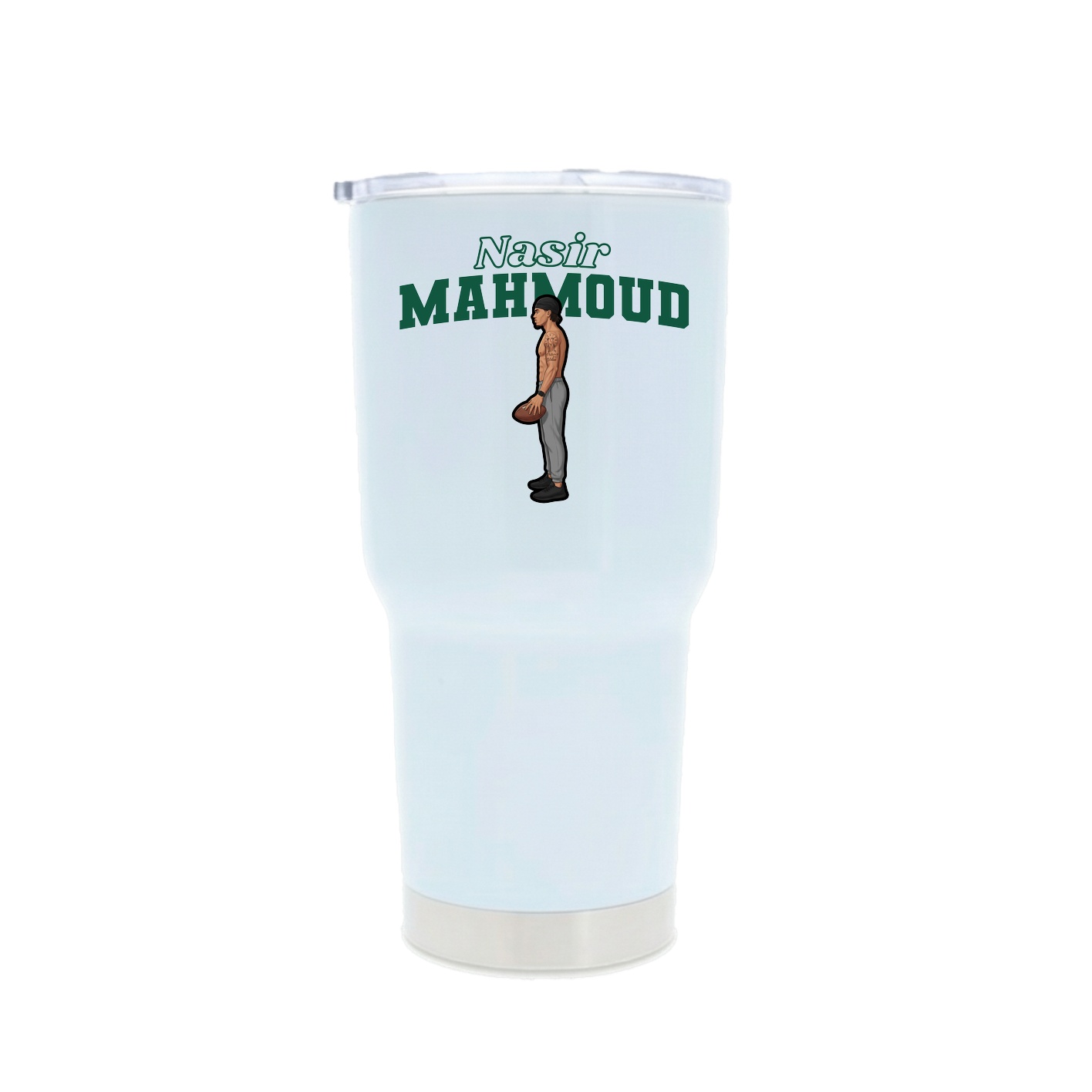 30oz Stainless Steel Tumbler — Name Arch in White