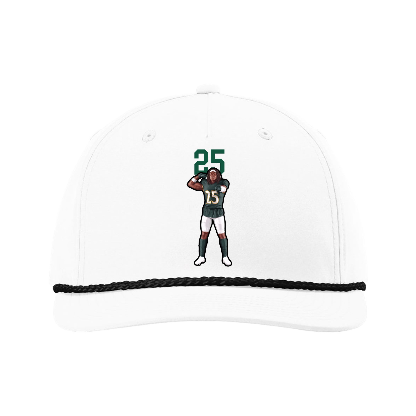 Five-Panel Classic Rope Cap — Number Top in White