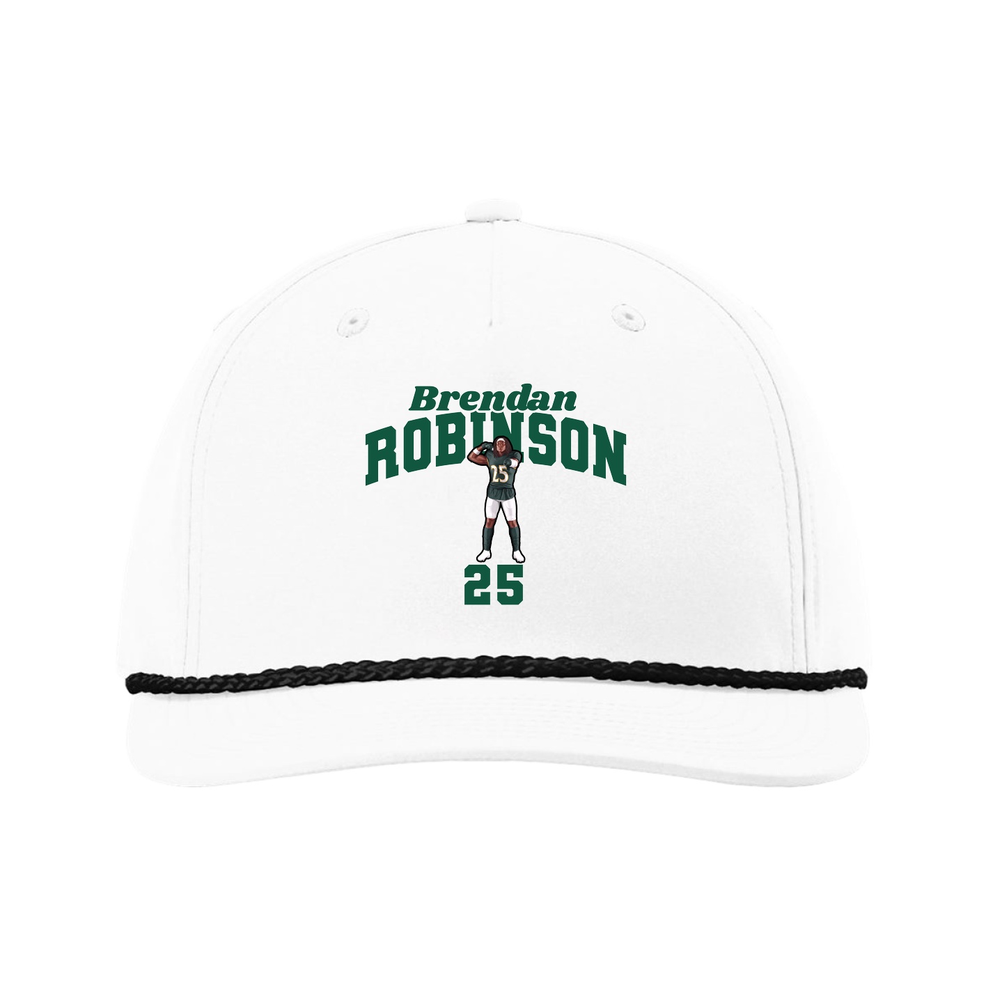 Five-Panel Classic Rope Cap — Signature Arch in White