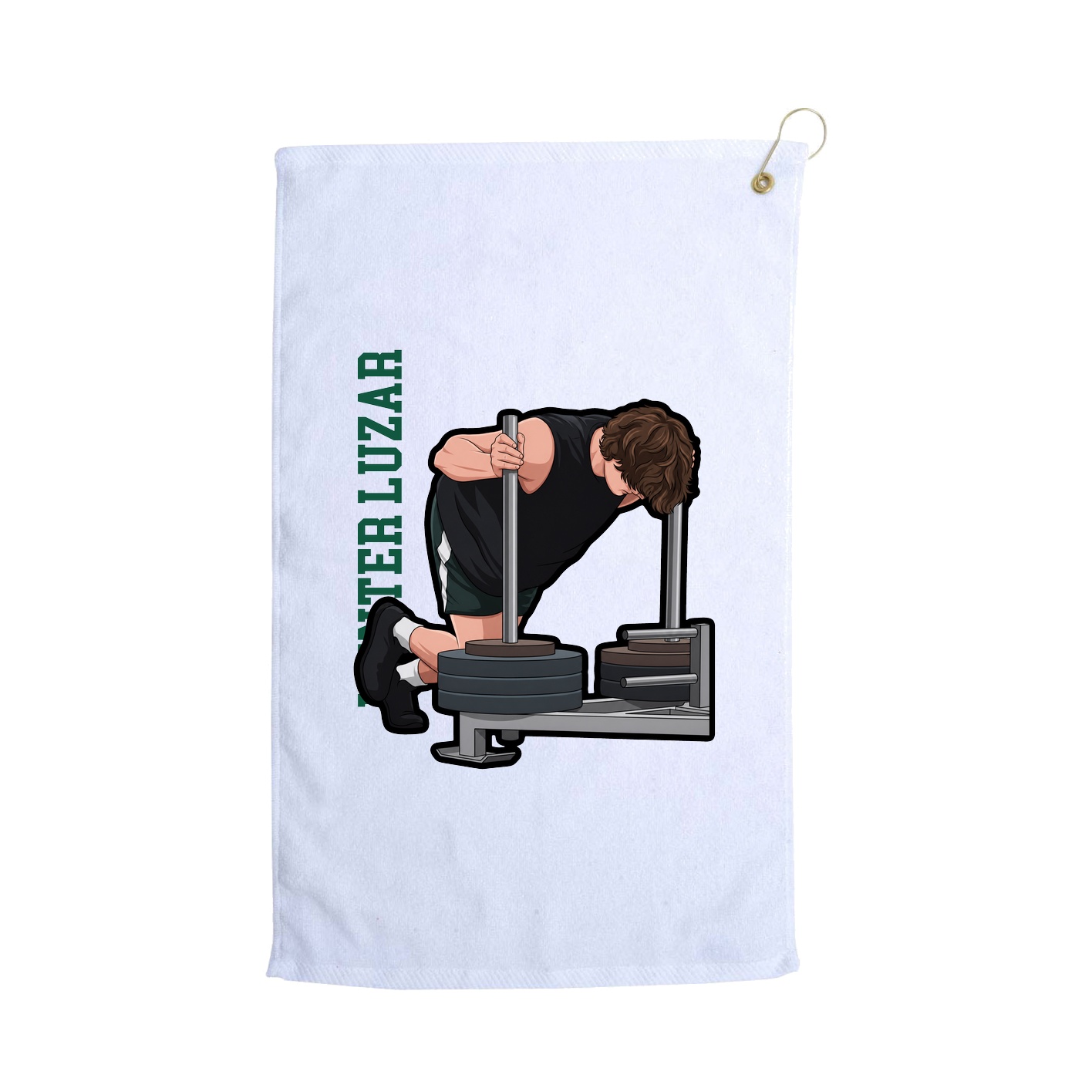 Golf Towel — Name Vertical in White