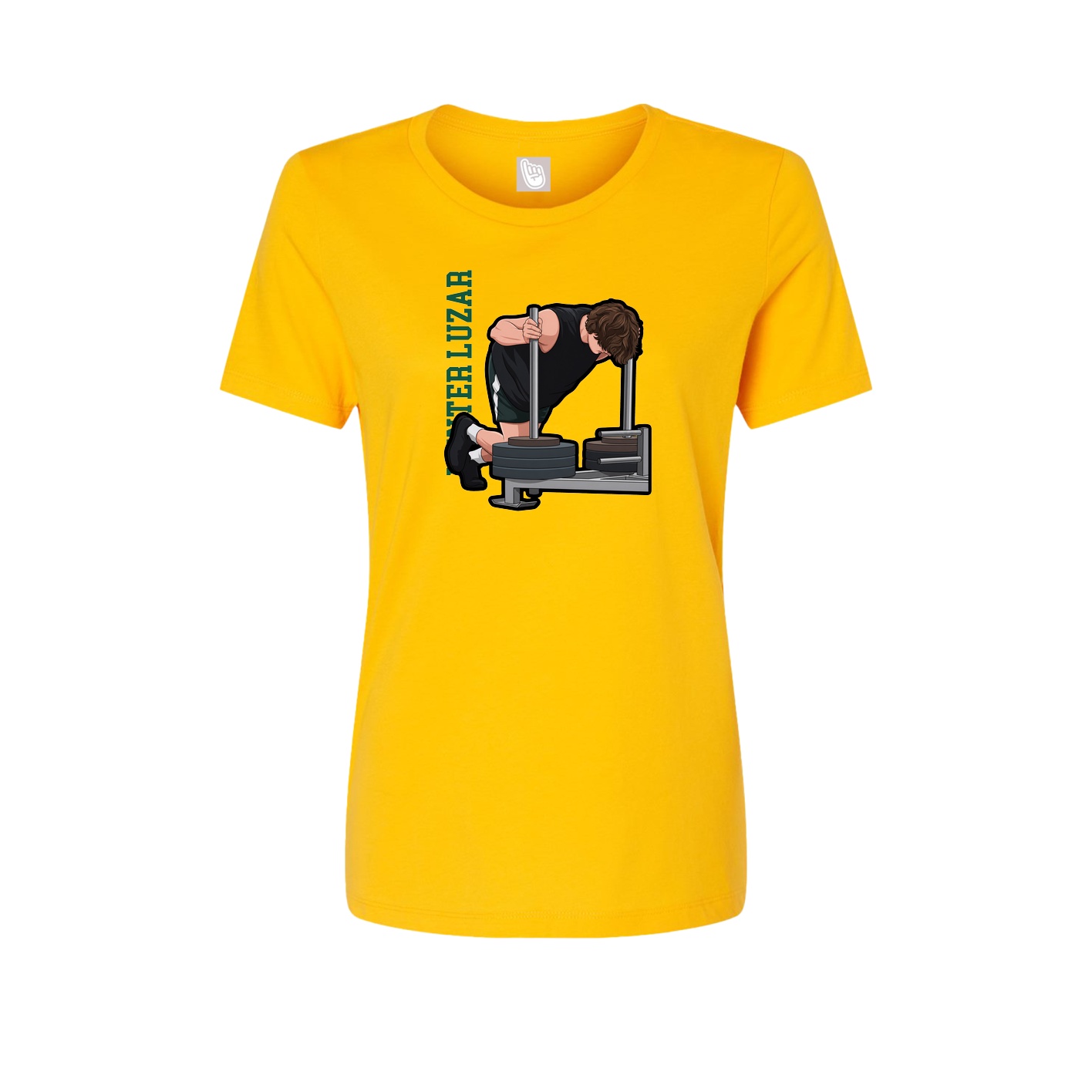 Fitted Women's Tee — Name Vertical in Gold
