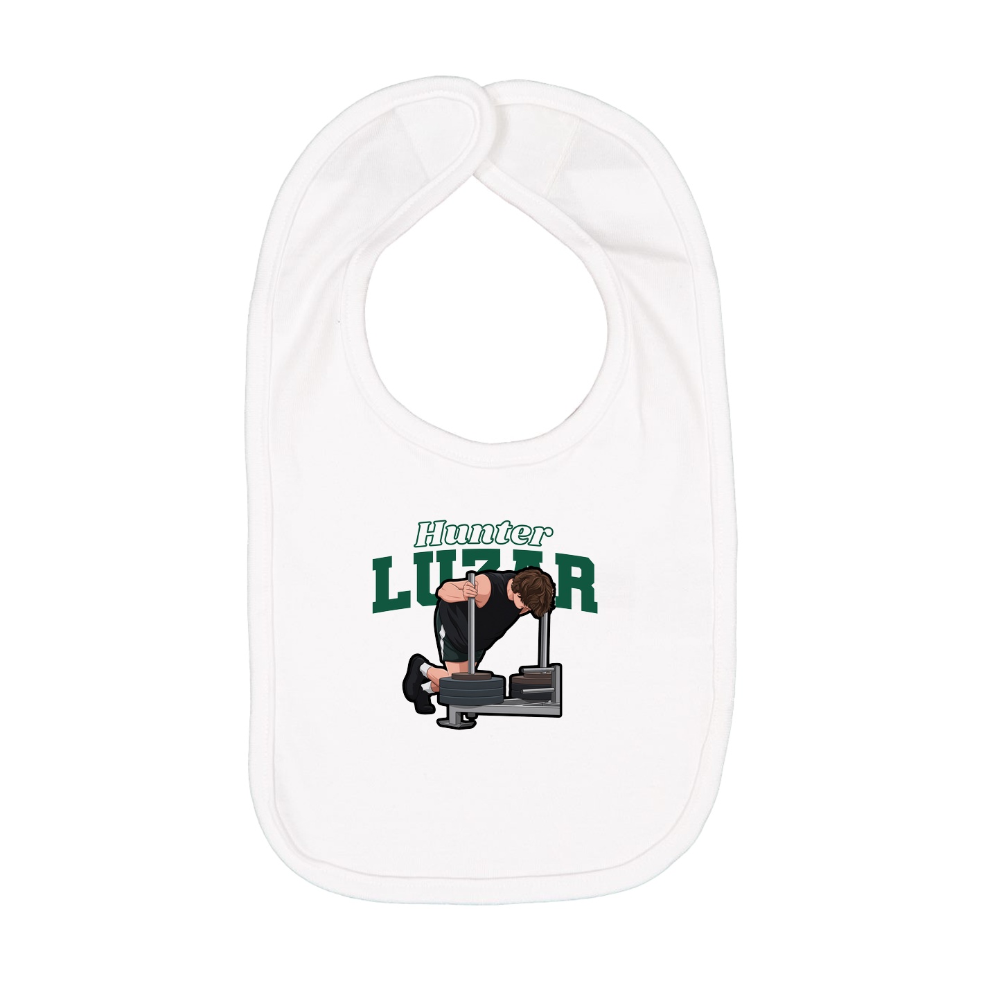 Infant Bib — Name Arch in White