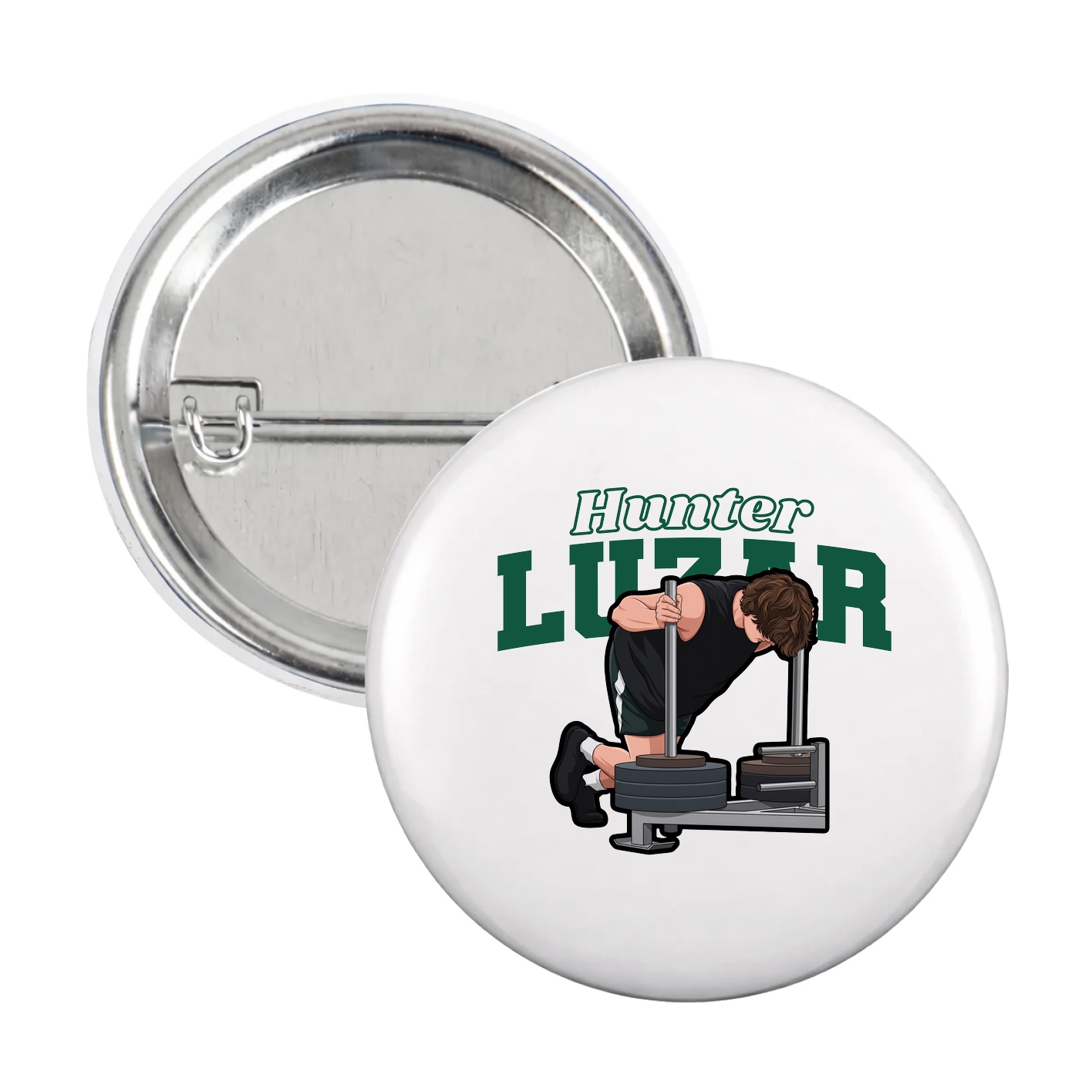 Game Day Button — Name Arch in White