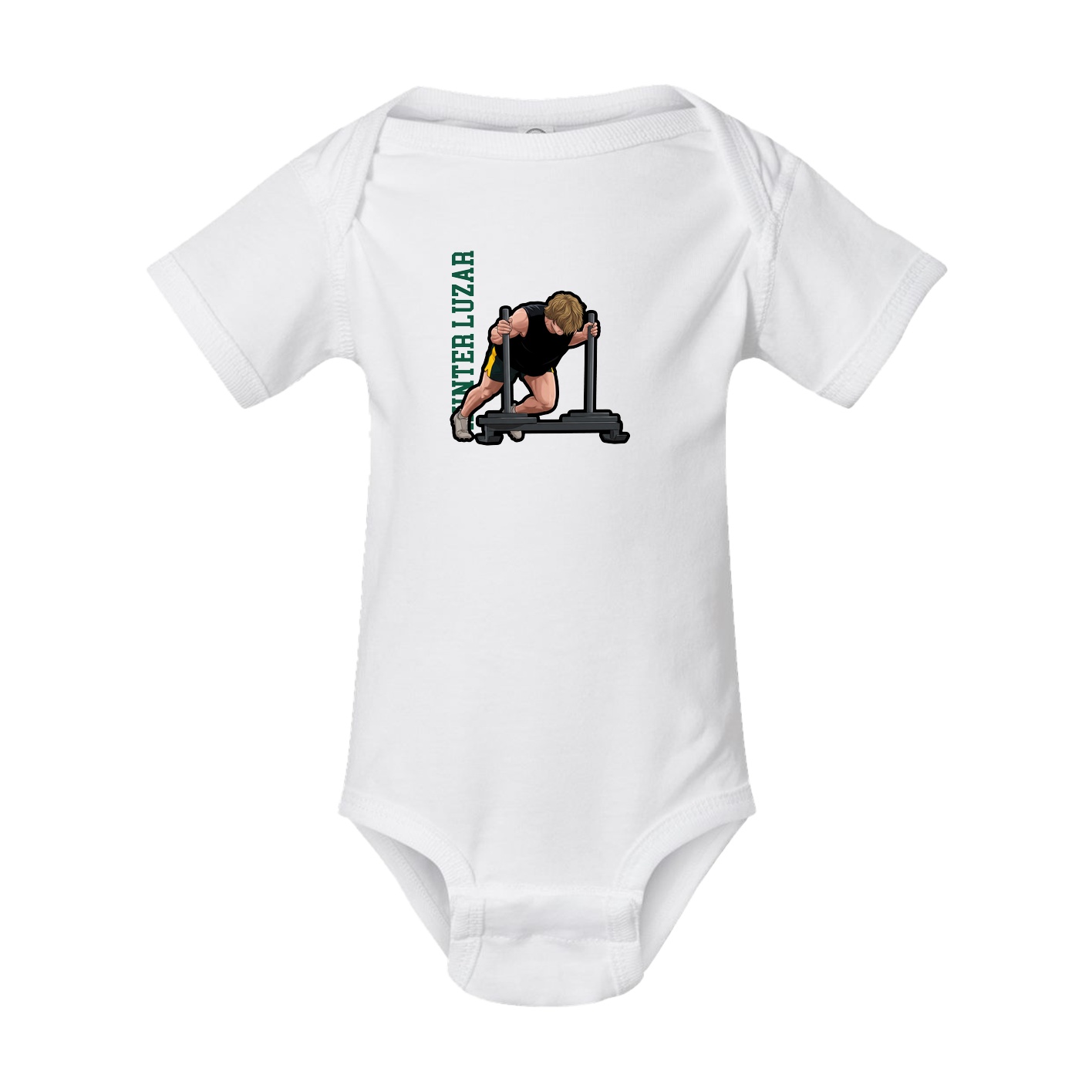 Baby Onesie — Name Vertical in White