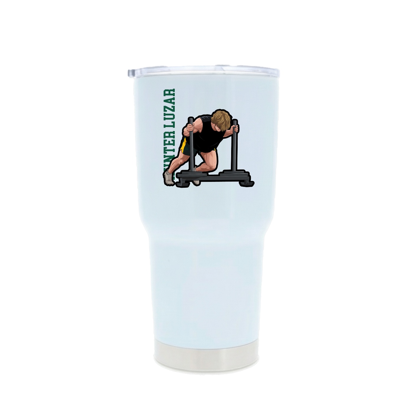30oz Stainless Steel Tumbler — Name Vertical in White