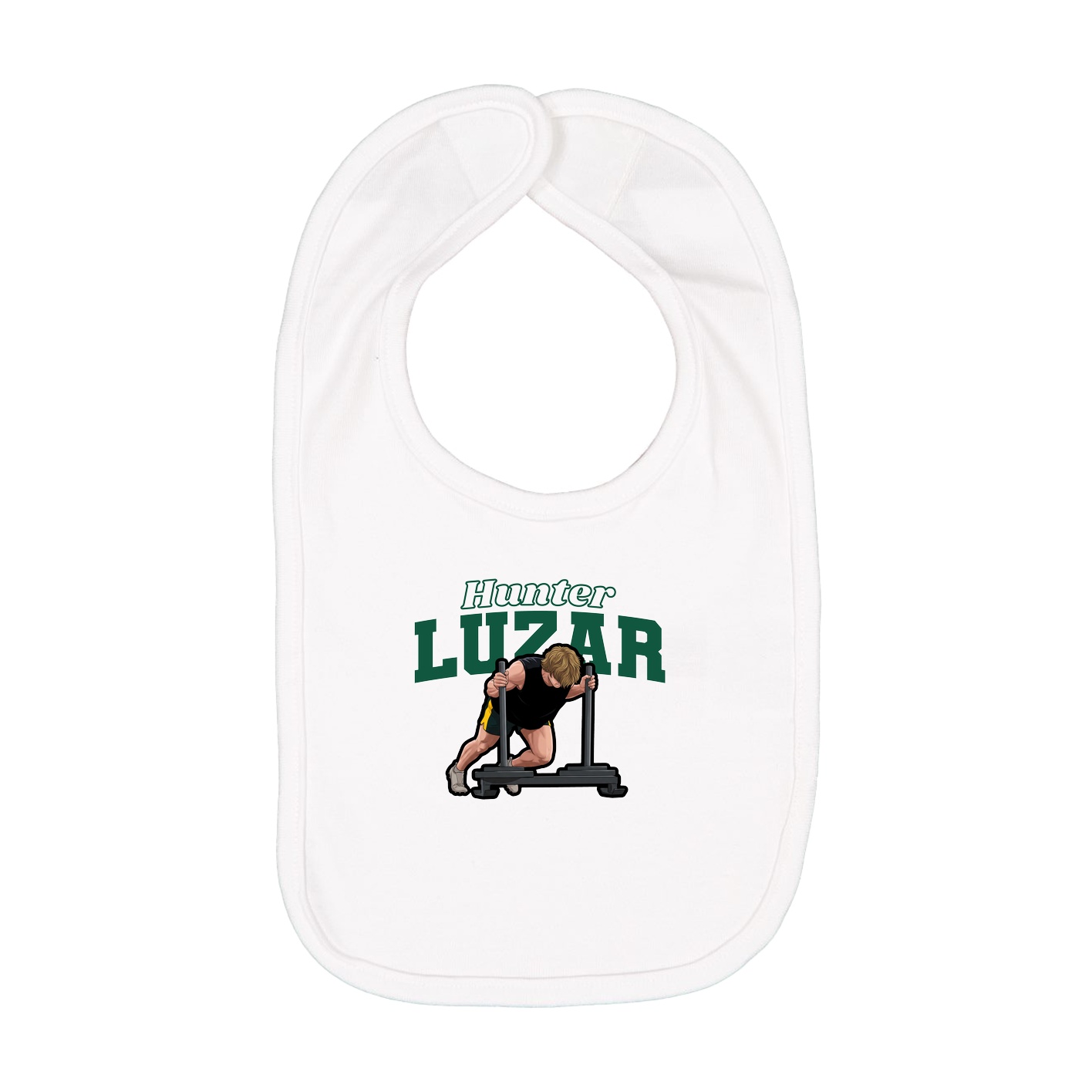 Infant Bib — Name Arch in White
