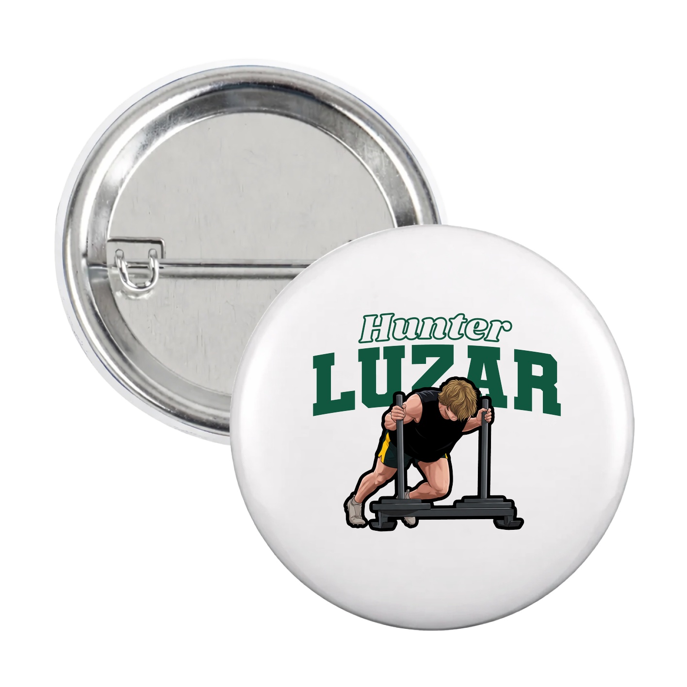 Game Day Button — Name Arch in White