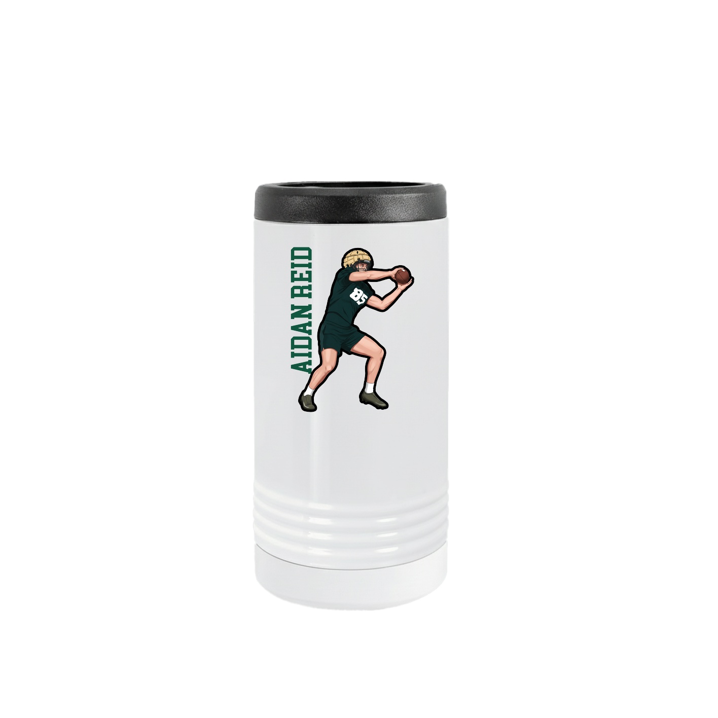 Slim Beverage Holder — Name Vertical in White