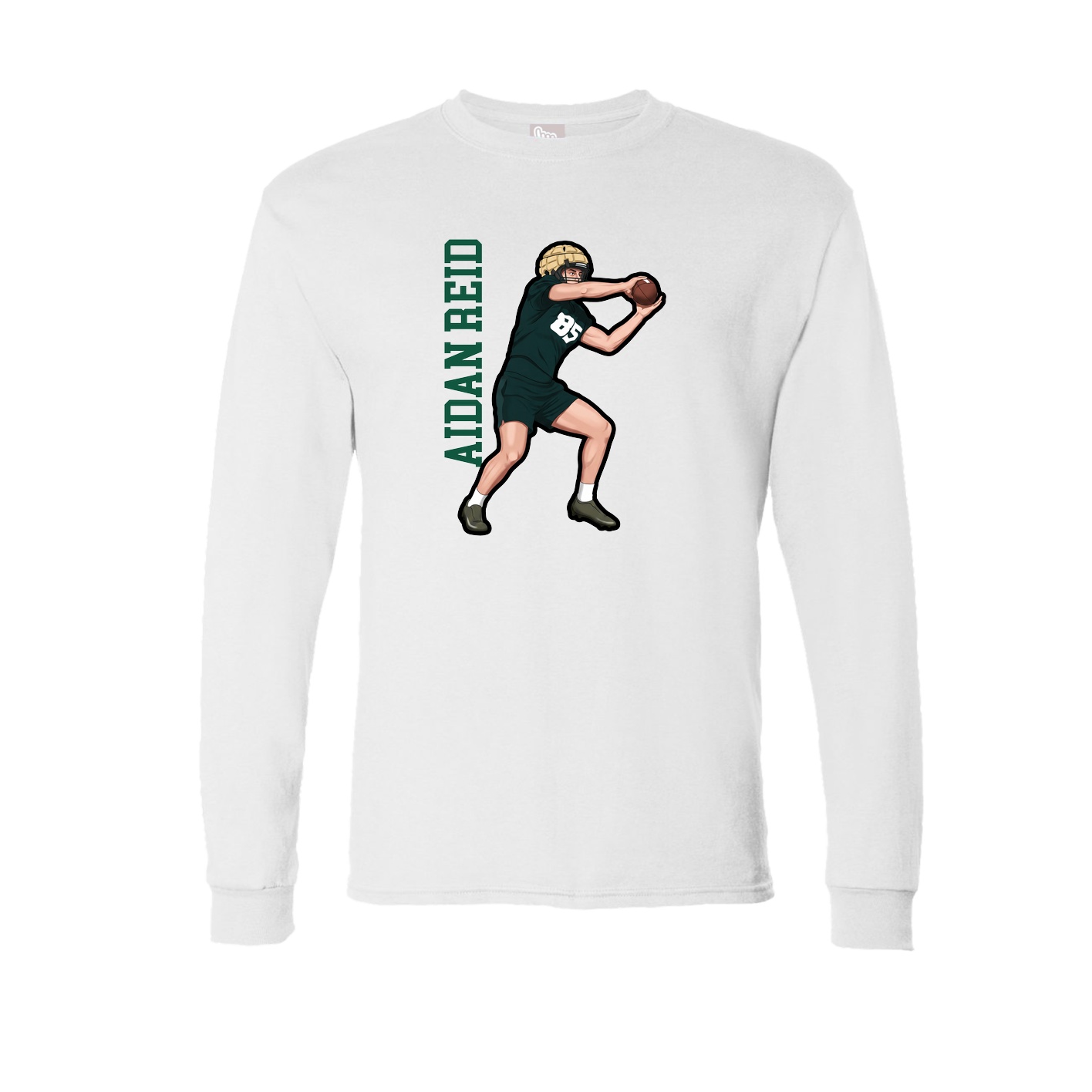 Long Sleeve Tee — Name Vertical in White