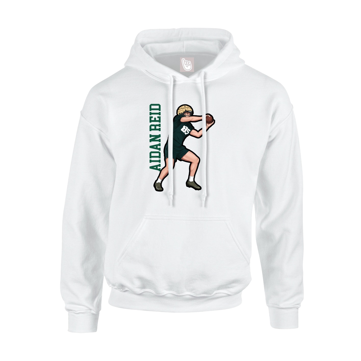 Youth Hoodie — Name Vertical in White
