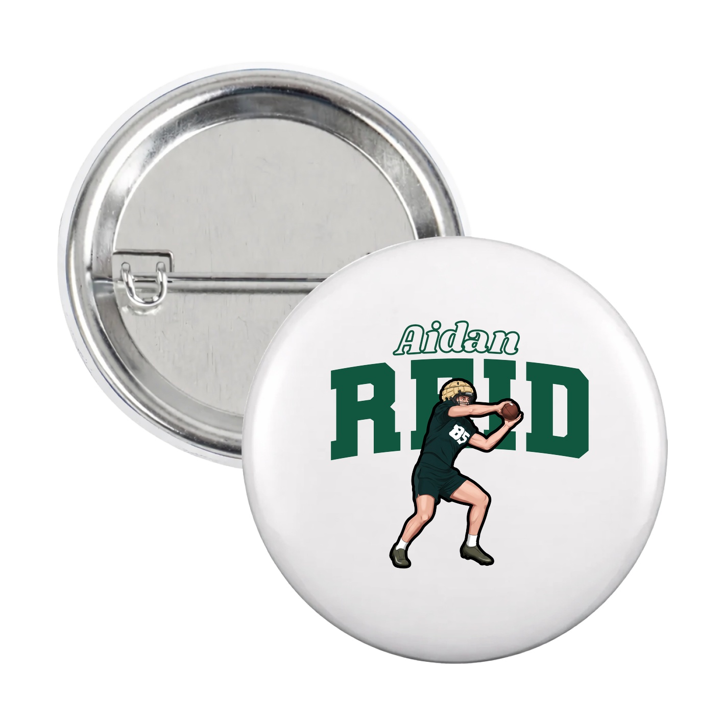 Game Day Button — Name Arch in White