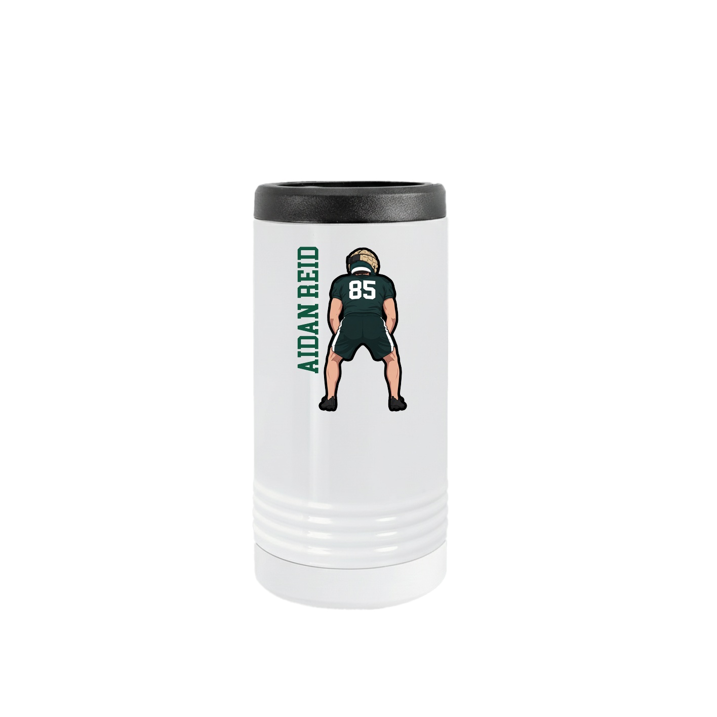 Slim Beverage Holder — Name Vertical in White