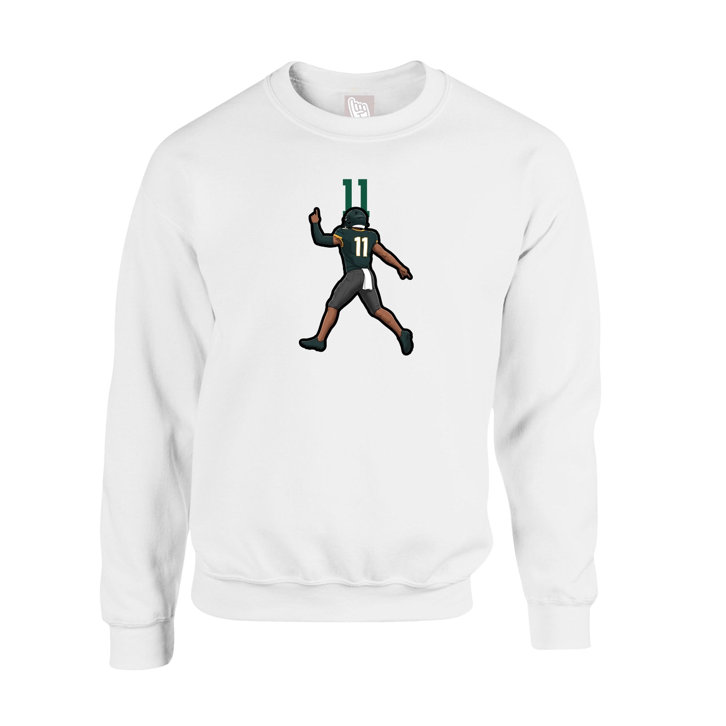 Fleece Crew — Number Top in White