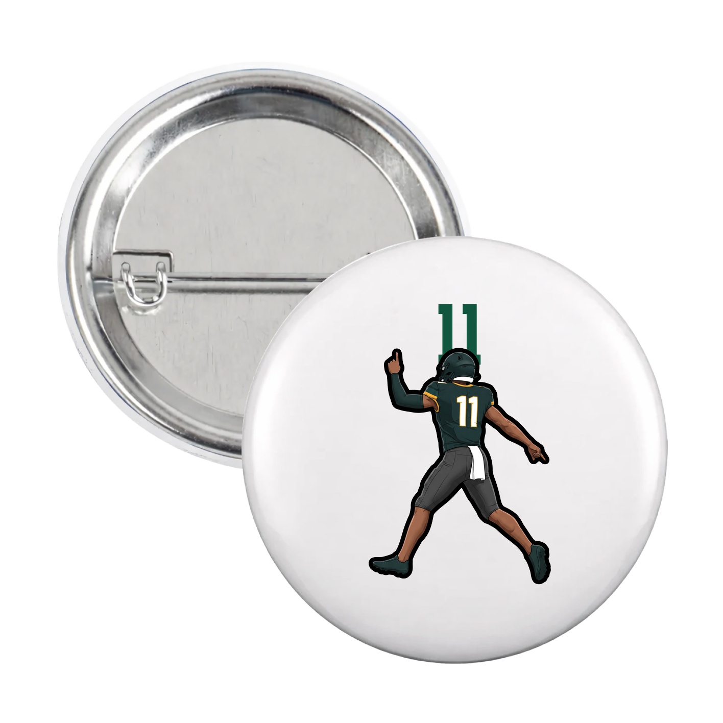 Game Day Button — Number Top in White