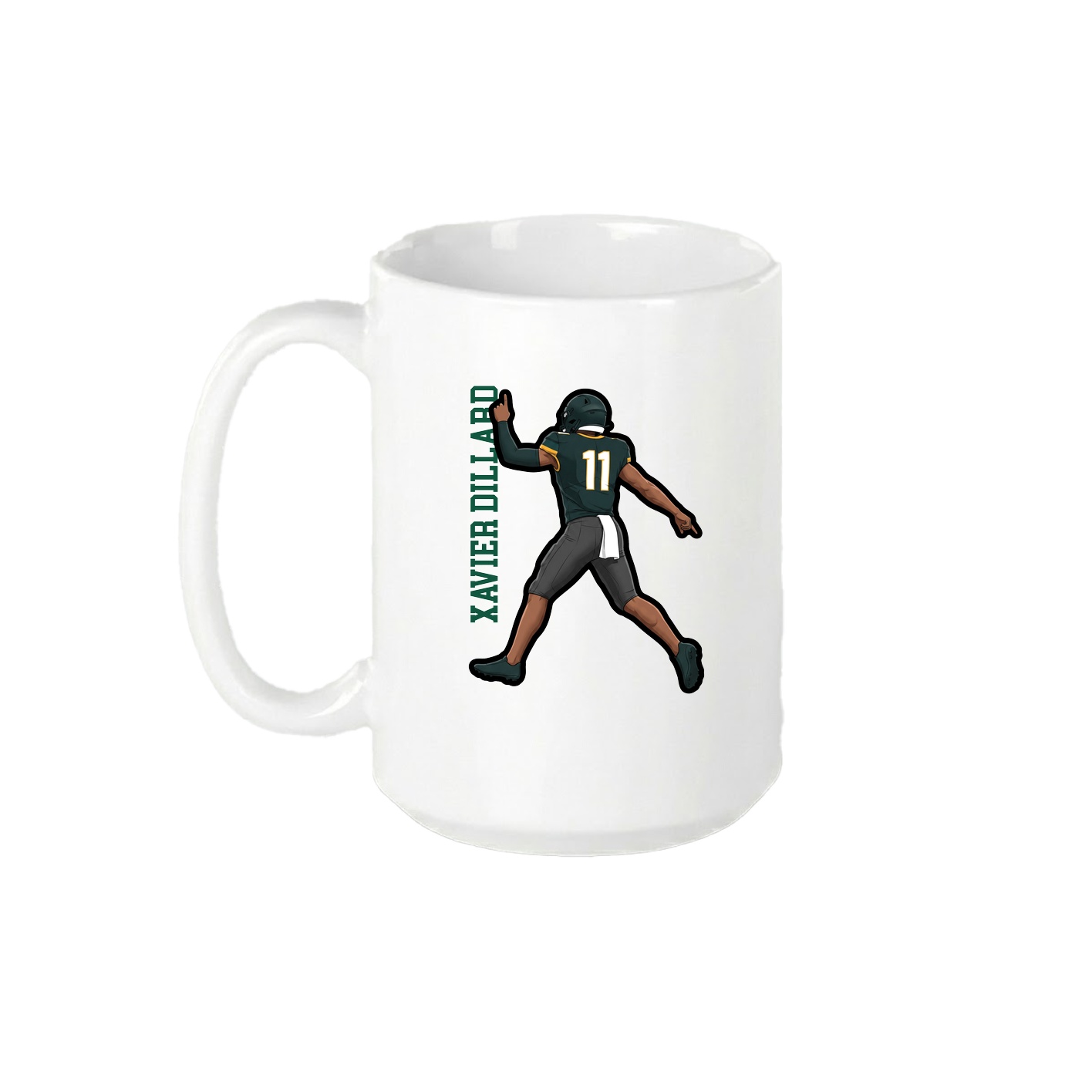15oz Coffee Mug — Name Vertical in White